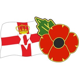 Poppy Day Car Window Sticker with Poppy and Ulster Flag - in Support of The Veterans Lifeline Charity