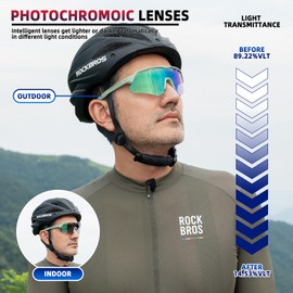ROCKBROS Cycling Glasses Photochromatic for Myopic Unisex Outdoor Running Sports Road Bike Windproof Glasses