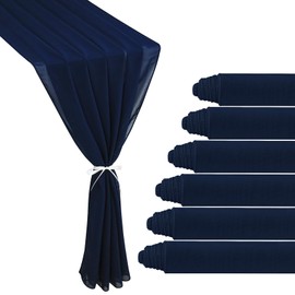 6 Pack 10Ft Navy Blue Chiffon Table Runner 29x120 Inches Sheer Fabric Table Runner Romantic Wedding Runner for Thanksgiving Christmas Bridal Shower Decorations （Navy Blue）