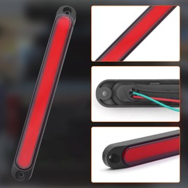 Ourbest 10" Universal Led Brake Tail Light Bar, 15 LED The Third Stop Turn Assembly Third Brake Strip 12V 24Volt Identification Light for Car RV Trucks Pickups (Flow Stay)