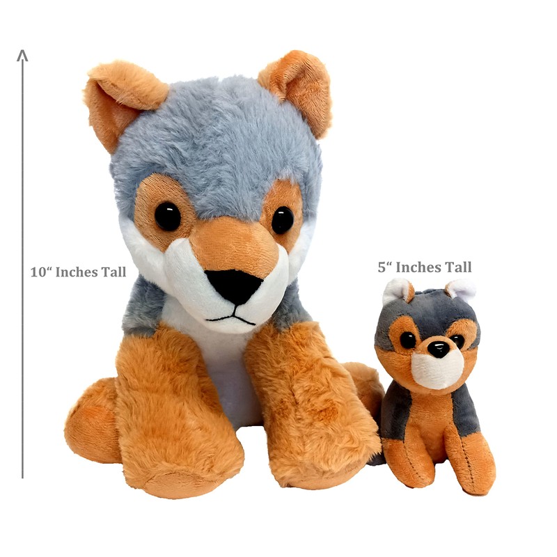 Plush Animals Holding Babies (Wolf)