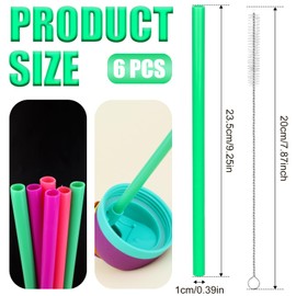 6pcs Straw Replacements for Owala FreeSip 40oz, Reusable Plastic Straws with Cleaning Cleaner Brush for Insulated Stainless Steel Silicone Water Bottle Tumbler Cup Rubber Accessories Parts (3 Colors)