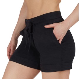 90 Degree By Reflex Womens Soft Sweat Shorts High Waisted Drawstring Lounge Shorts with Pockets - Heather Black - XS