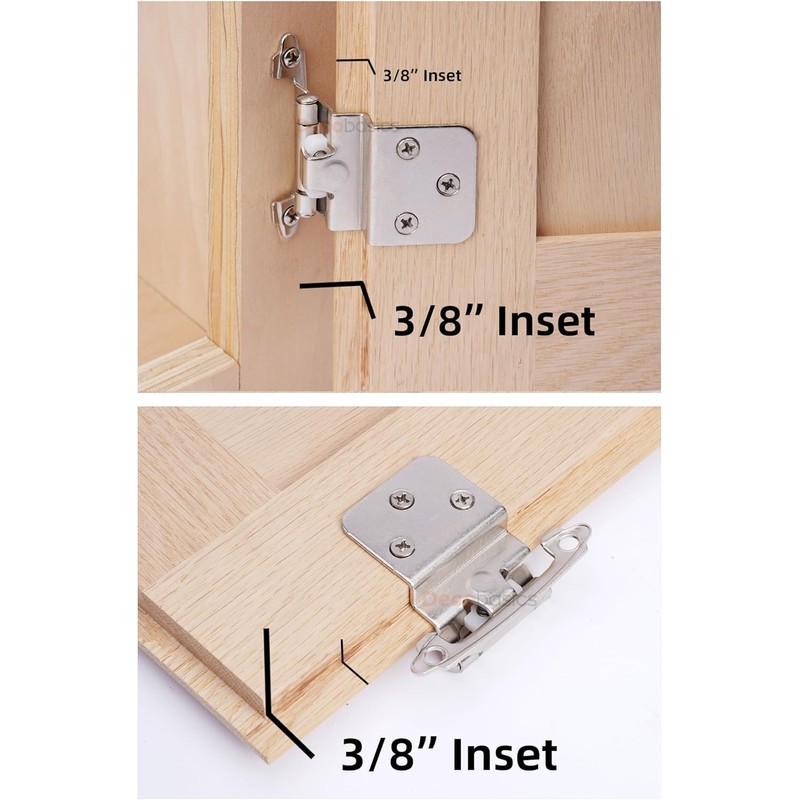 DecoBasics 3/8" Inset Cabinet Hinges Brushed Nickel (10 Pair -20