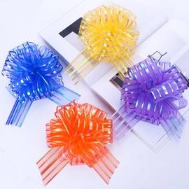 14 Pieces 6 Inch Pull Bow Gift Wrapping Pull Bow Ribbon Pull Bows Organza Wrapping Pull Bow for Christmas Wedding Baskets Valentine's Day Bows Multicolor Ribbon Bow for Gift Wrapping (14 Colors)