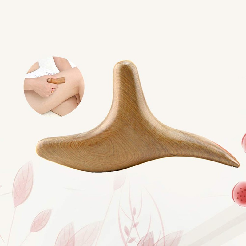 HEALIFTY Scratching Massage Trident Shaped Guasha Board Natural Wood Scraping