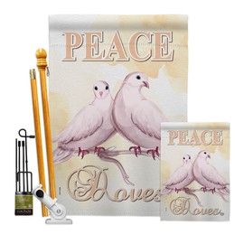 Doves Garden House Flags Kit Sweet Life Earth Peace Support Environmental Protection Small Decorative Gift Yard Banner Made In USA 28 X 40