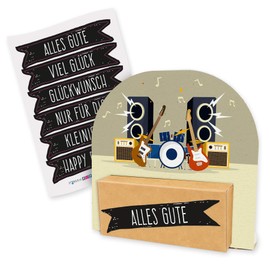 itenga Money Gift or Voucher Packaging Gift Stand Motif / Occasion Concert Music Festival with Sticker Sheet Made of Cardboard 12 x 11.5 cm