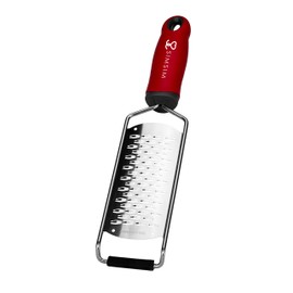 SimSim Two-Way Grater, Professional Zester Grater, Stainless Steel, Extremely Sharp, Dishwasher Safe, Red Handle