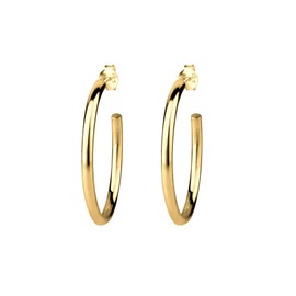 Elli Women's Creole Earrings Basic Classic Elegant in 925 Sterling Silver Gold-Plated, Facet cut, No Gemstone