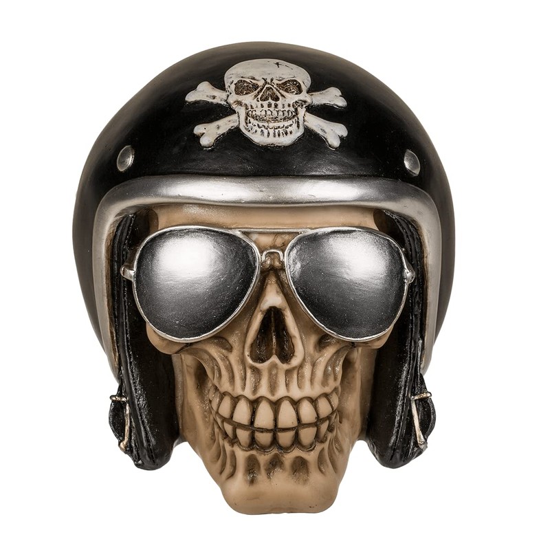 Biker Skull Money Box 16 x 13 cm