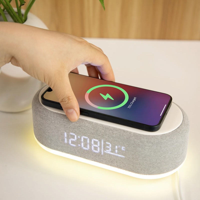 Westclox Digital Alarm Clock with Wireless Charging, Night Light, and