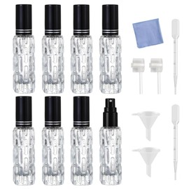 AGENIZ 8Pcs Glass Perfume Atomizer, 15ml Refillable Perfume Spray Bottles Mini Perfume Bottles, Small Empty Sample Containers, Portable Travel Bottle (15ML/Black)