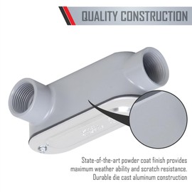 TayMac RLL250 Threaded LL Type Conduit Body, Die Cast Aluminum, Stamped Steel Cover, 2-1/2-Inch
