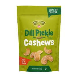 Platinum Dill Pickle Cashews 11 oz Resealable Snack High Protein Kosher Healthy Treat