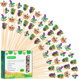 Mardi Gras Cocktail Picks Carnival Masquerade Decorative Long Toothpicks Fruit Sticks Skewers Topper for Appetizer Charcuterie Food Sandwich Cupcake Mardi Gras Decorations Themed Party Supplies