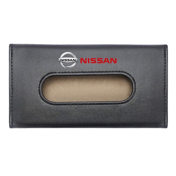 ZUISHENG Car Tissue Box Car Tissue Storage Bag Suitable for Nissan Nissan Hanging Car Tissue Stand Premium Leather Car Accessories Sun Visor Mount Compact Durable Easy to Clean Black