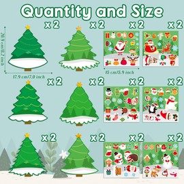 CY2SIDE 12PCS Christmas Tree Scene Sticker Art Craft, Make Your Own Christmas Scene Sticker for Kids, DIY Creative Santa Claus Sticker for Kids Classroom Activities, Christmas Theme Games Party Favors