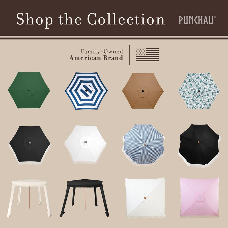 Punchau 6 Ft Outdoor Patio Umbrella, Easy Open/Close Crank and