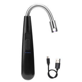 360° Rotatable Electric Arc Lighter Flameless USB Pulse Lighter Wind Proof for BBQ (Black)