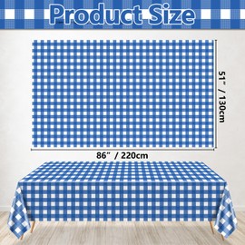 4 Pack Blue Gingham Tablecloths, Blue and White Checkered Tablecloths 86.6 x 51.2 Inches Gingham Table Covers Rectangular Waterproof Picnic Table Covers for Birthday Party Holiday Outdoor Supplies
