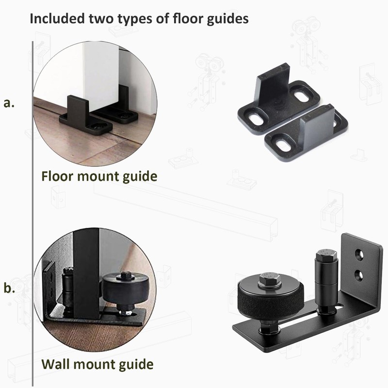 DIYHD 8FT Ceiling Mount Black Sliding Barn Door Hardware, Low