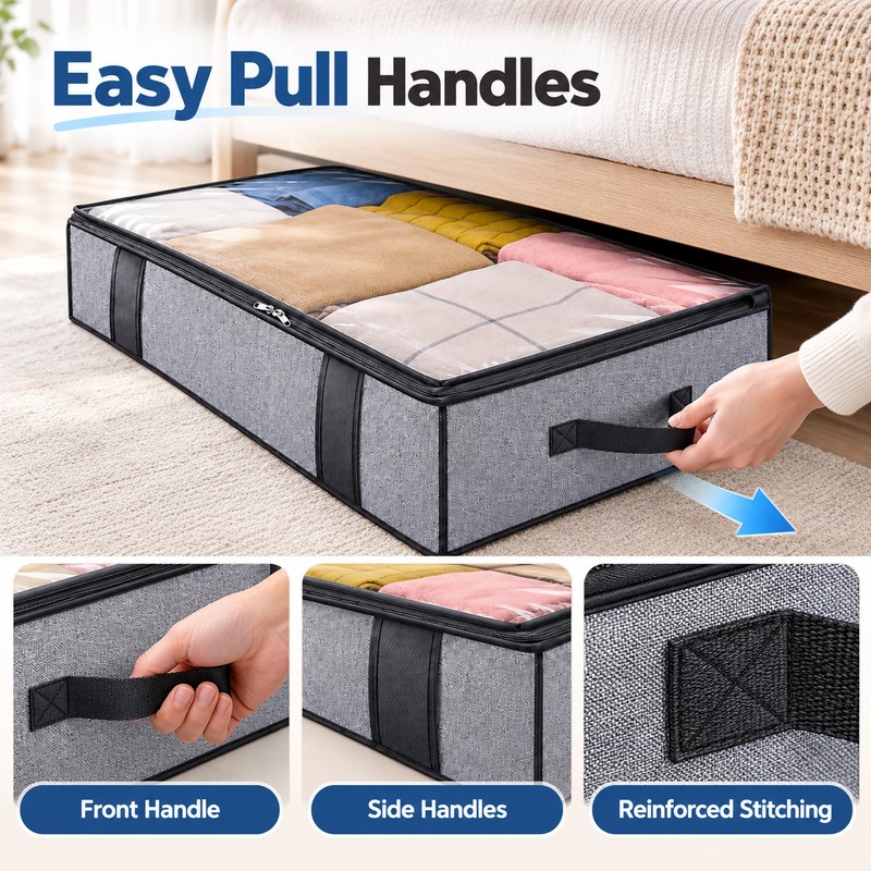 2 Pack Under Bed Storage Bag Organizers for Bedroom &