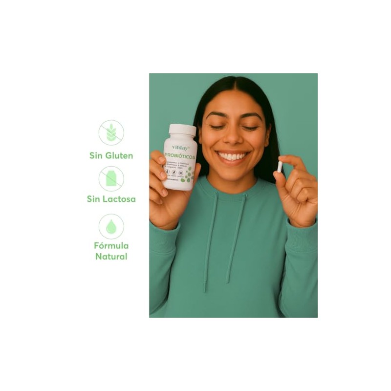 Vitday - Probióticos 100% Naturales - 90 Cápsulas Vegetales -