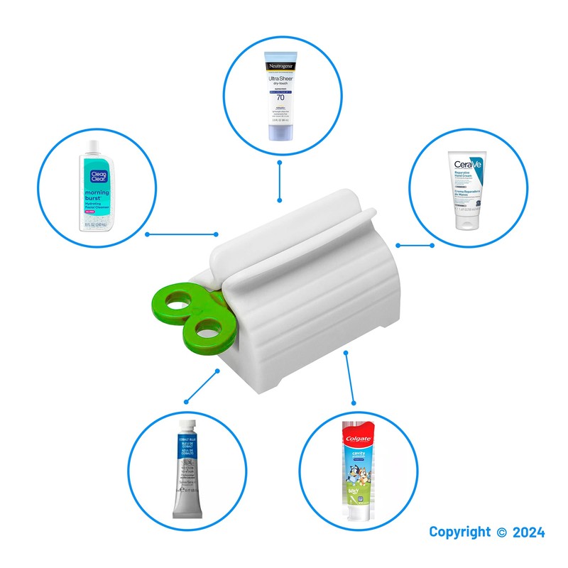 3 Pcs Toothpaste Squeezer Roller with 4 Toothpaste No-Mess Caps,