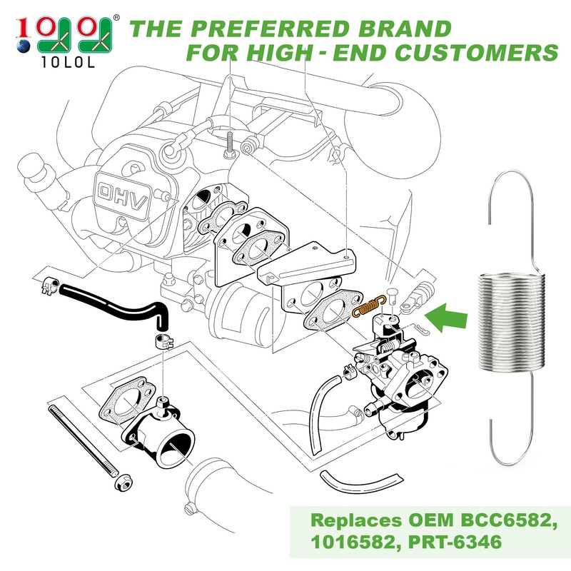 10L0L Carburetor Throttle Return Spring for 1981-1995 Club Car Gas