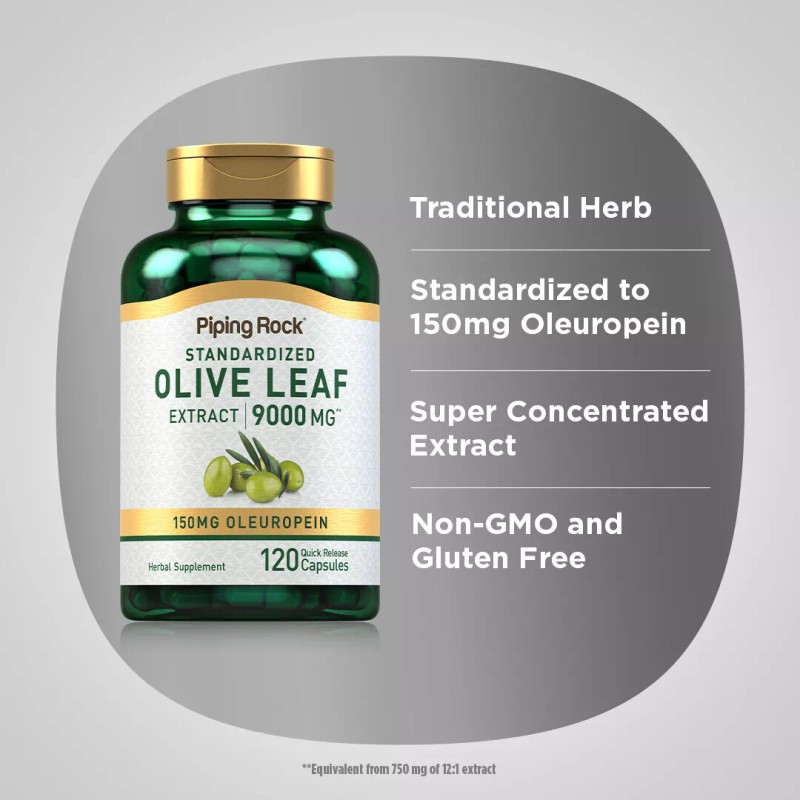 Piping Rock Olive Leaf Extract Capsules | 9000mg | 120