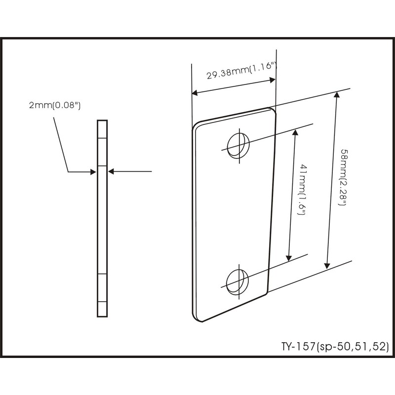 QCAA Stainless Steel Door Strike Filler Plate, 2-1/4" x 1-1/8",