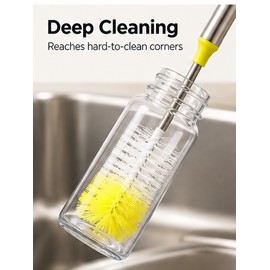 Flexible Bottle Cleaning Brush for Cups and Narrow Containers – Bendable Long Handle with Round Head for Everyday Kitchen Cleaning