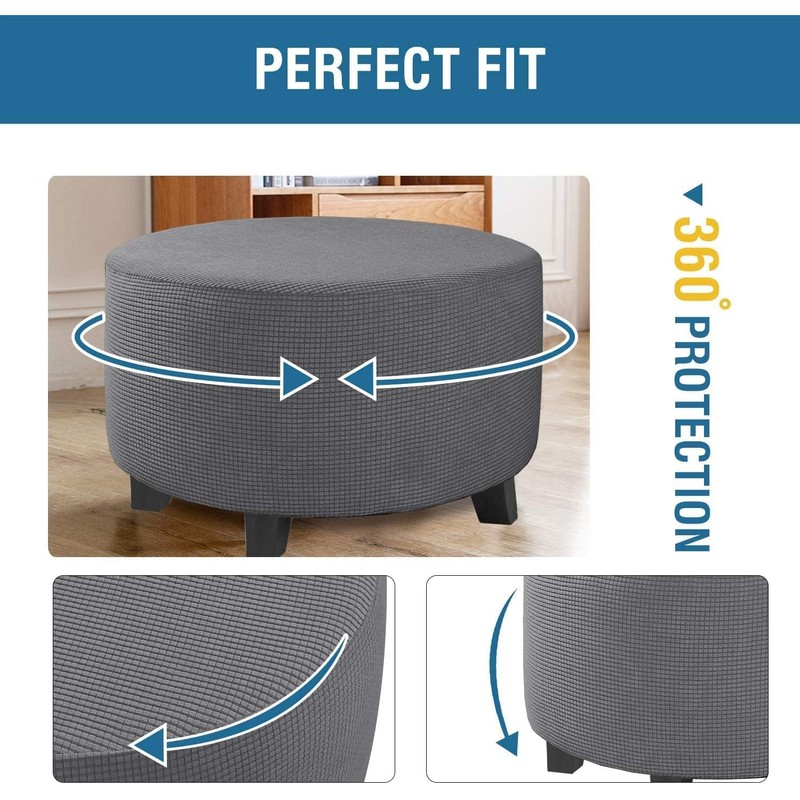 Round Stretch Ottoman Cover Slipcover Storage Ottoman Covers Folding Stool
