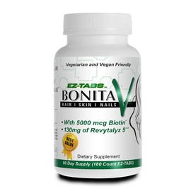 Essential Source Bonita V Vegan Hair Nails and Skin Vitamins for Women - 20 Active Ingredients Including Biotin - Stronger Nails, Healthy Skin, Hair Growth - 180 EZ-TAB Veggie Tablets