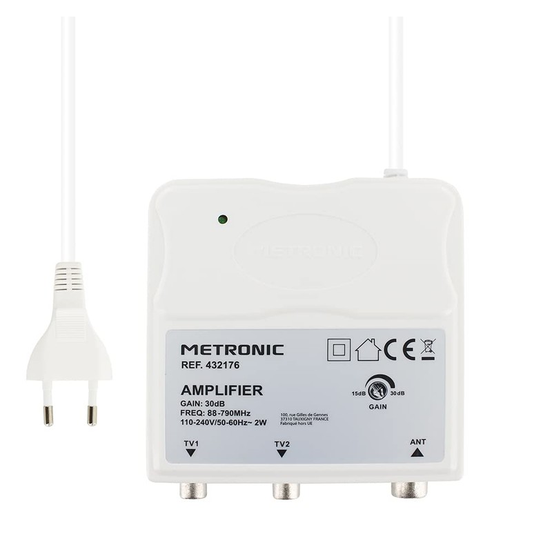 Metronic White Indoor Amplifier VHF UHF with 4G Filter 332176
