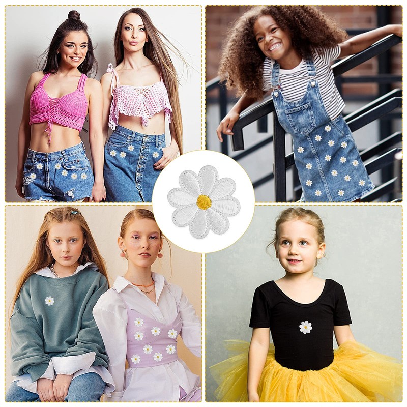 Pack of 20 Iron-On Patches Daisy Flowers Iron-On Patches Exquisite