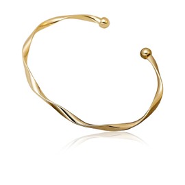 FloralGrace 1 Piece Sterling Gold Bracelet Bracelets for Women Golden Cuff Bracelet Adjustable Jewellery Fashion Simple Open Bracelets Cuff Jewellery for Women Mother Wife Mother's Day, L, Plastic