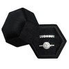 Caja de anillos de terciopelo hexagonal de 2 ranuras para