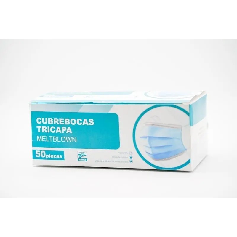 Caja Con 50 Tapabocas Cubrebocas Tricapa Termosellados