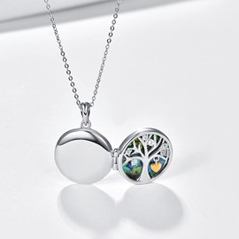 TANGPOET Photo Locket Necklace 925 Sterling Silver Pictures Locket for Opening Pendant Jewellery Gifts for Women Girls Family, Sterling Silver, Cubic Zirconia