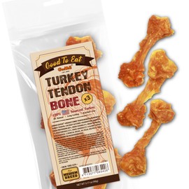 Gootoe Turkey Tendons for Dogs –All-Natural, Hypoallergenic Dog Treats, Rawhide Alternative, Long Lasting Puppy Chews, Healthy Dog Treats for Medium Breeds, Bone (M), 3 Count Pack