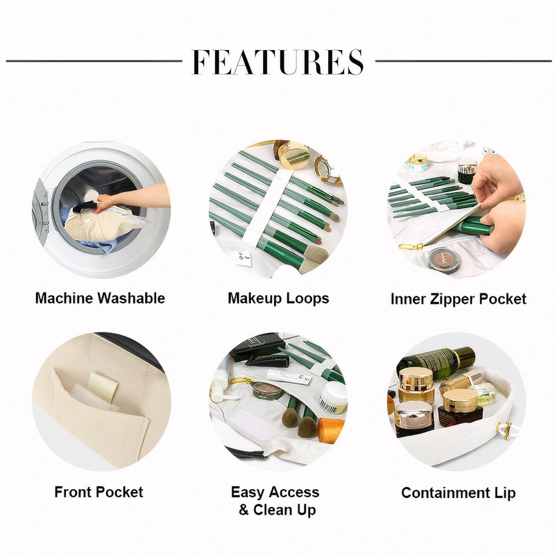 Romatime Drawstring Makeup Bag Organizer (Beige)