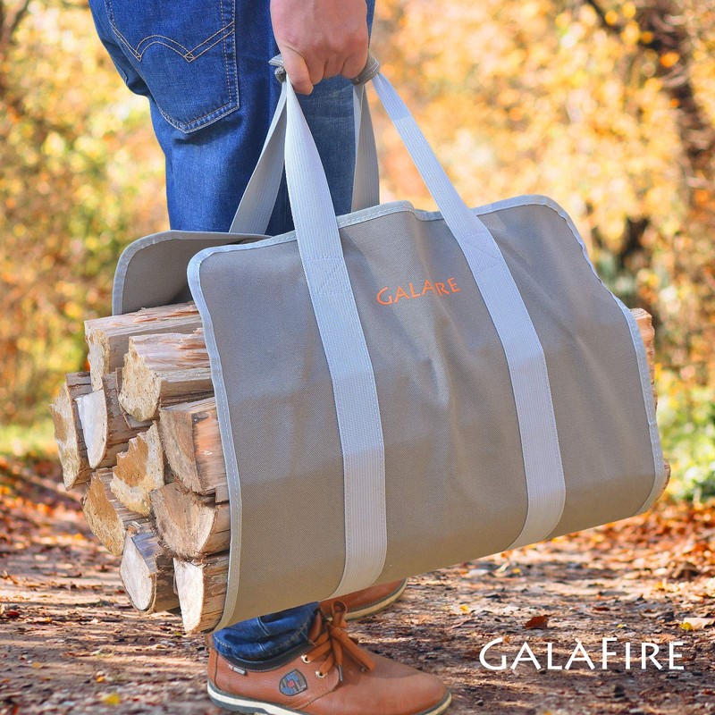 GALAFIRE Wood Carrier for Firewood with Handles, Foldable 16oz Canvas