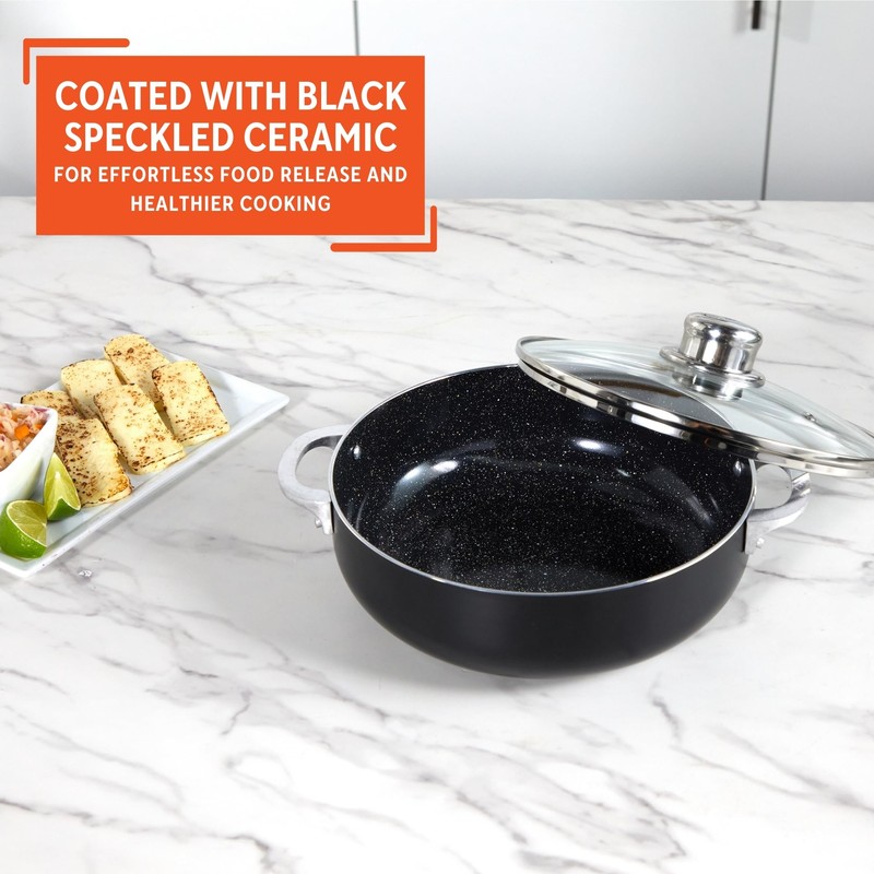 IMUSA 3.2Qt Bistro Ceramic Nonstick Caldero/Dutch Oven with Glass Lid,