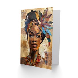 Artery8 Greeting Card African Woman in Traditional Headdress Portrait For Her Woman Birthday Card