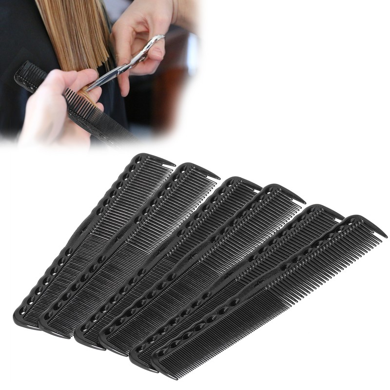 6pcs Carbon Fine Cutting Combs Salon Barber Plastic Hairdressing Flat