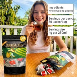 30 Nature Oolong Tea Bags – 100% Pure Whole Leaf Mix Nature Honey- Cortisol & Calming Tea for Anxiety, Stress, Digestion and Metabolism, Rich in Antioxidants, Vegan and Non-GMO