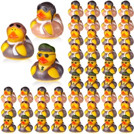 DEEKIN 50 Pcs 2 Inch Pilot Rubber Ducks Military Ducks Bathtub Toys Duck Cute Bath Toys Party Favor Baby Shower Birthday Party Gift Activity