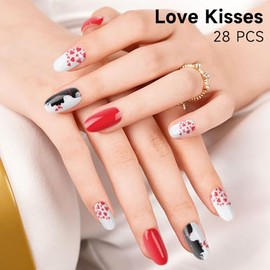 Nagelfolie UV H√§rtend - 28 St√ºck Nagelsticker UV Gel Nagelfolien Selbstklebend Valentinstag-Herzen Nail Sticker Nagellackstreifen Gel-Nagelaufkleber Art Stickers DIY f√ºr Valentine's Day